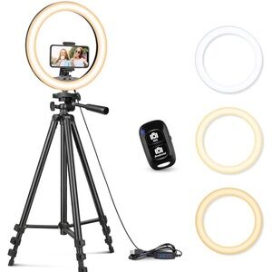 Black Phone Tripod with LED Ring Light